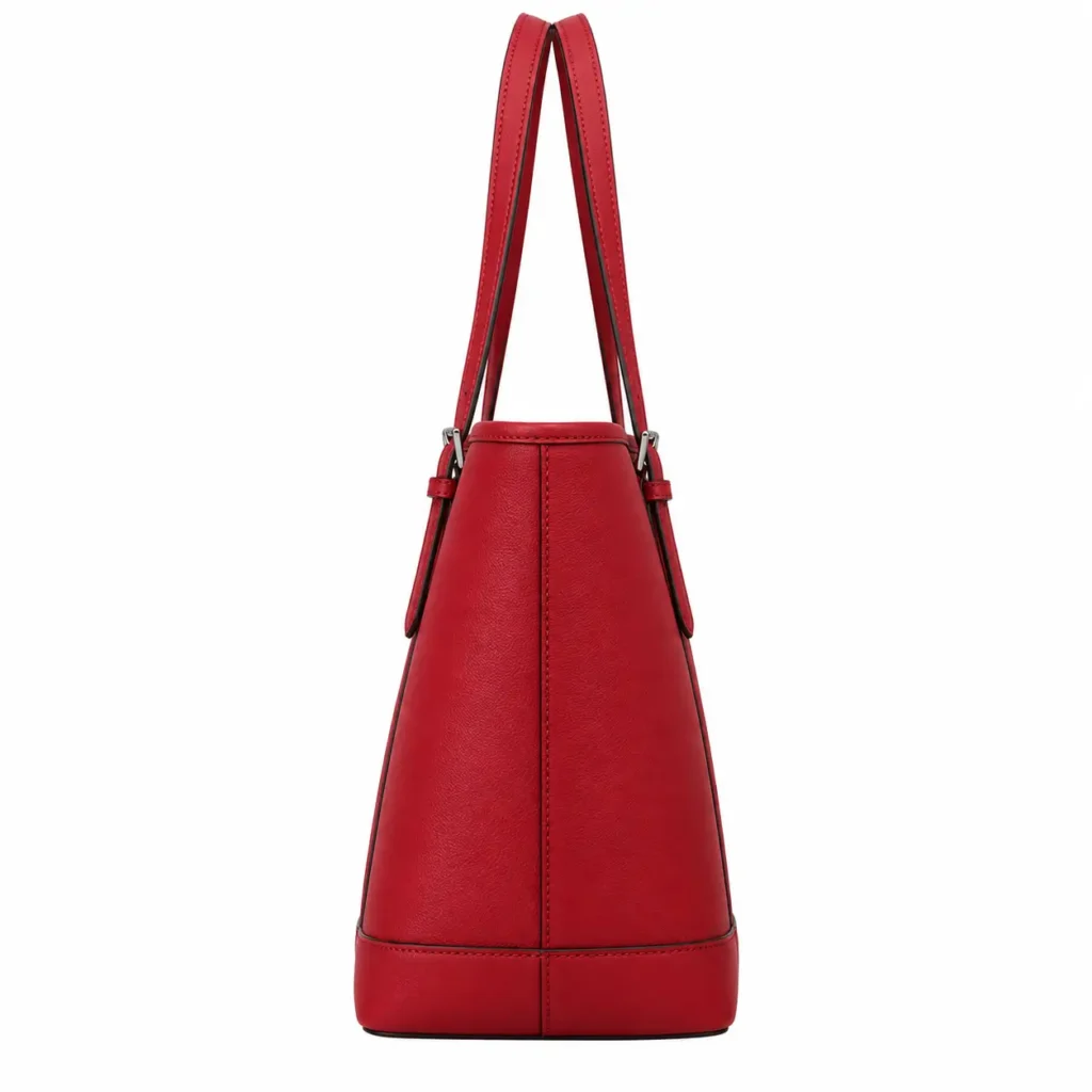 Bezro Burgundy Leather Structured Tote Handbag with Handles2